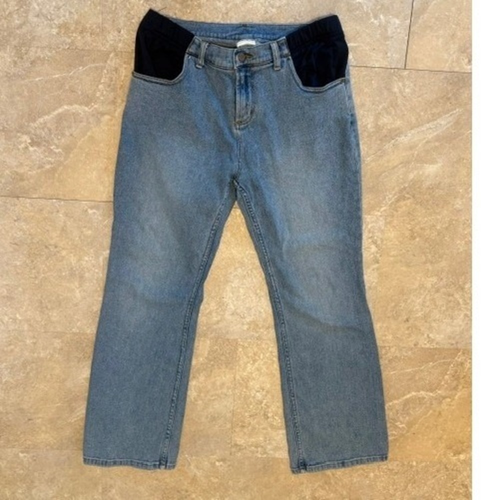 Motherhood Maternity Jeans Women M Blue Side Stretch Bootcut Denim mom jean